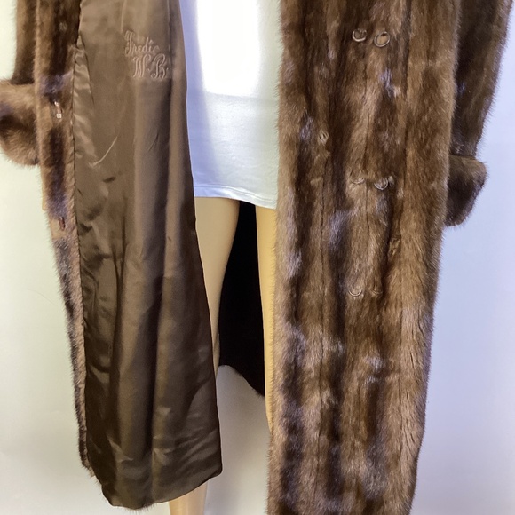 Luxurious Dasco Dark Mahogany Brown mink Full Length Fur Coat Sz 12 - Picture 9 of 14